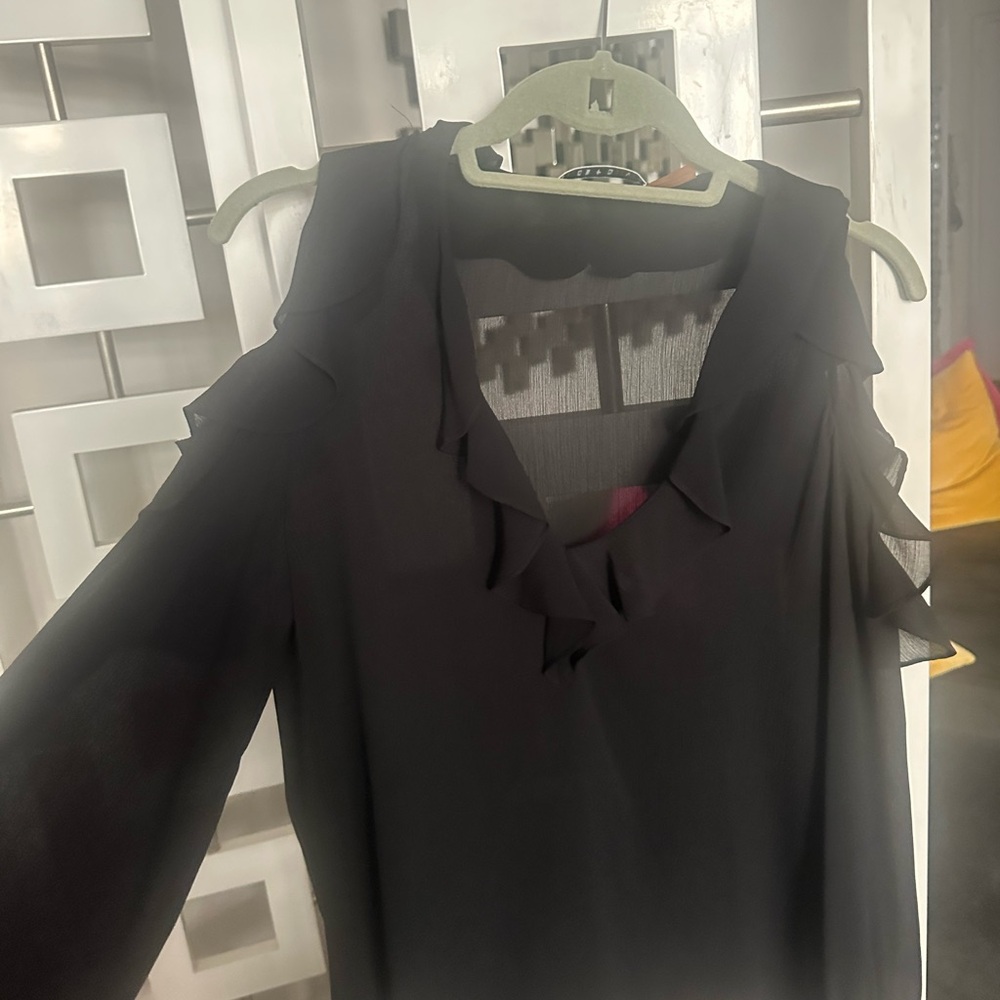 Elegant Black Ruffle Blouse